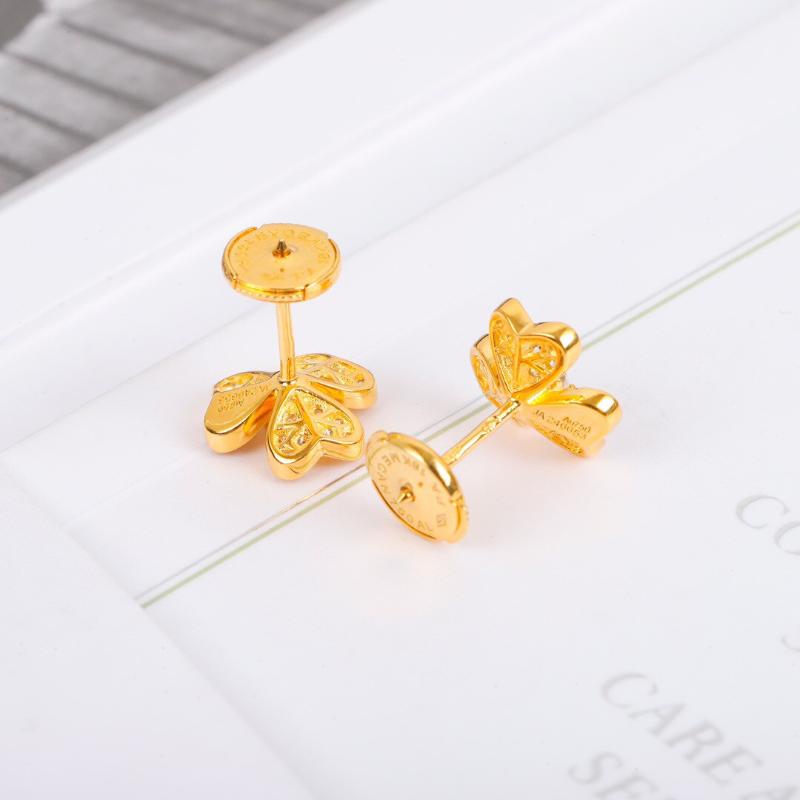 Stud High Qulity Classic Europ Jewelry Earrings For Women Gold Color Flowers Sweet Romantic Luck Clover Ear StudStud