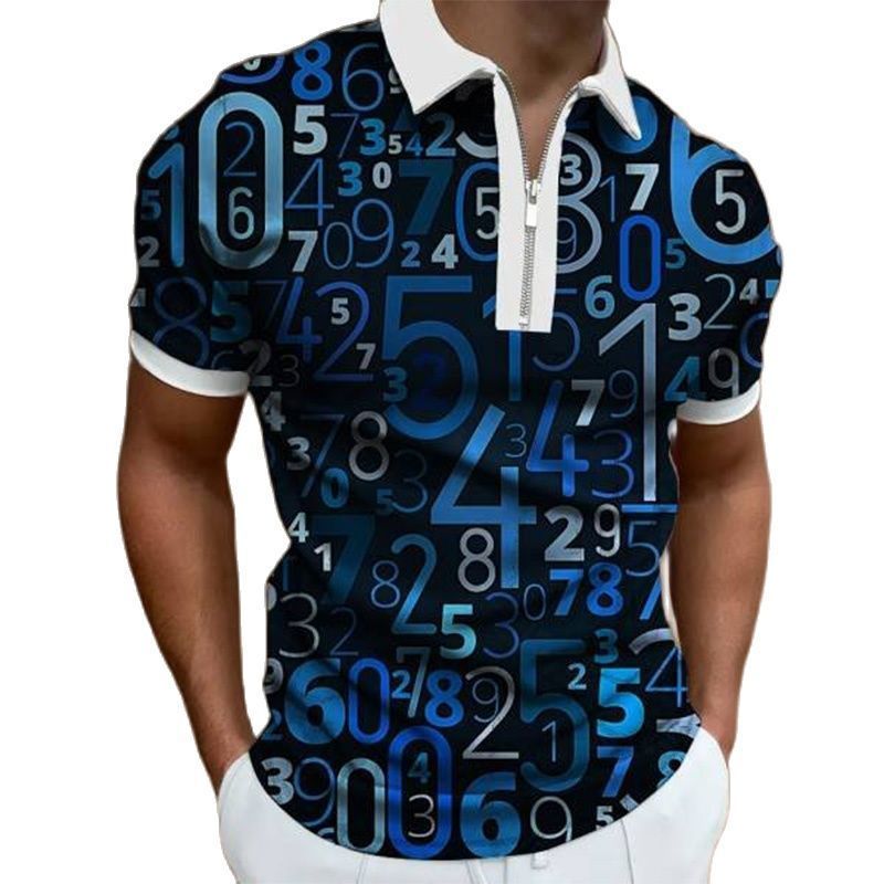 Men's Short Sleeve Polo Shirt HD Digital Printing Zipper Collar T-Shirt Casual Breathable High Quality Summer Clothes For 220822