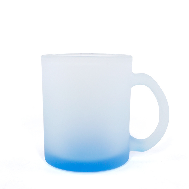 11oz sublimation Colored frosted glass tumbler Colored bottom mugs blanks coffee cup with handle DIY printing Multicolor Z11
