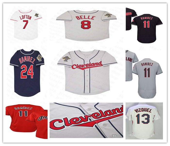 1995 Cleveland Retro WS Baseball Jerseys 25 Jim Thome 13 Omar Vizquel 7 Kenny Lofton 24 Manny Ramirez 8 Albert Belle 15 Sandy Alomar 55 Orel Hershiser 9 CARLOS BAERGA