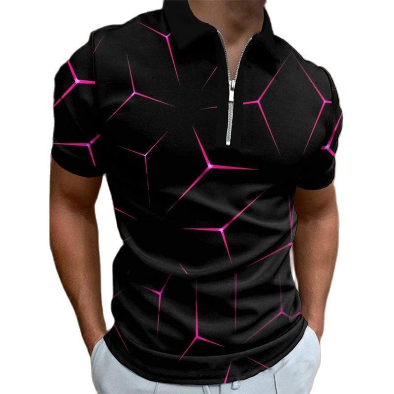 Men's Short Sleeve Polo Shirt HD Digital Printing Zipper Collar T-Shirt Casual Breathable High Quality Summer Clothes For 220822