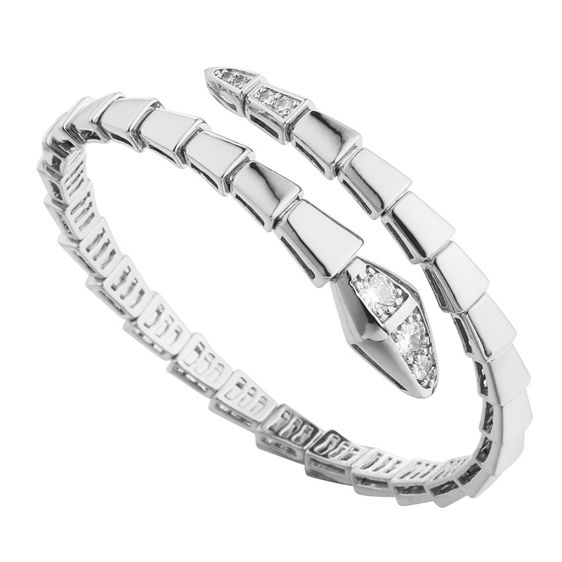 TOP High end luxury Jewelry Plated diamond bracelet Bangle Titanium Steel Jewelry Women Classic For girls Designer Bracelets wedding party gift Snake shap Chain AAA