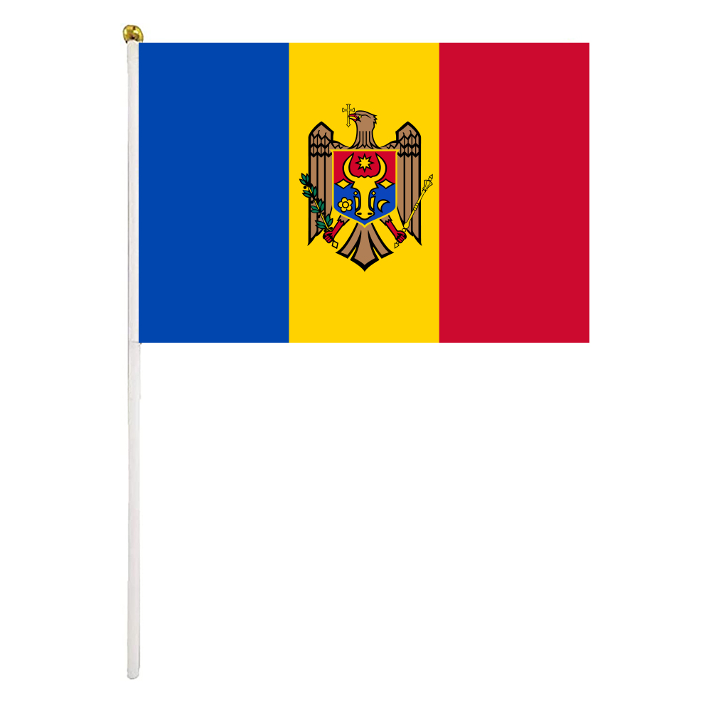 Moldova Hand Waving Flags 14x21 cm Polyester Country Banner With Plastic Flagpoles For Parades Sports Events Festival Celebrations
Moldova Hand Waving Flags 14x21 cm Polyester Country Banner With Plastic Flagpoles For Parades Sports Events Festival Celebrations
