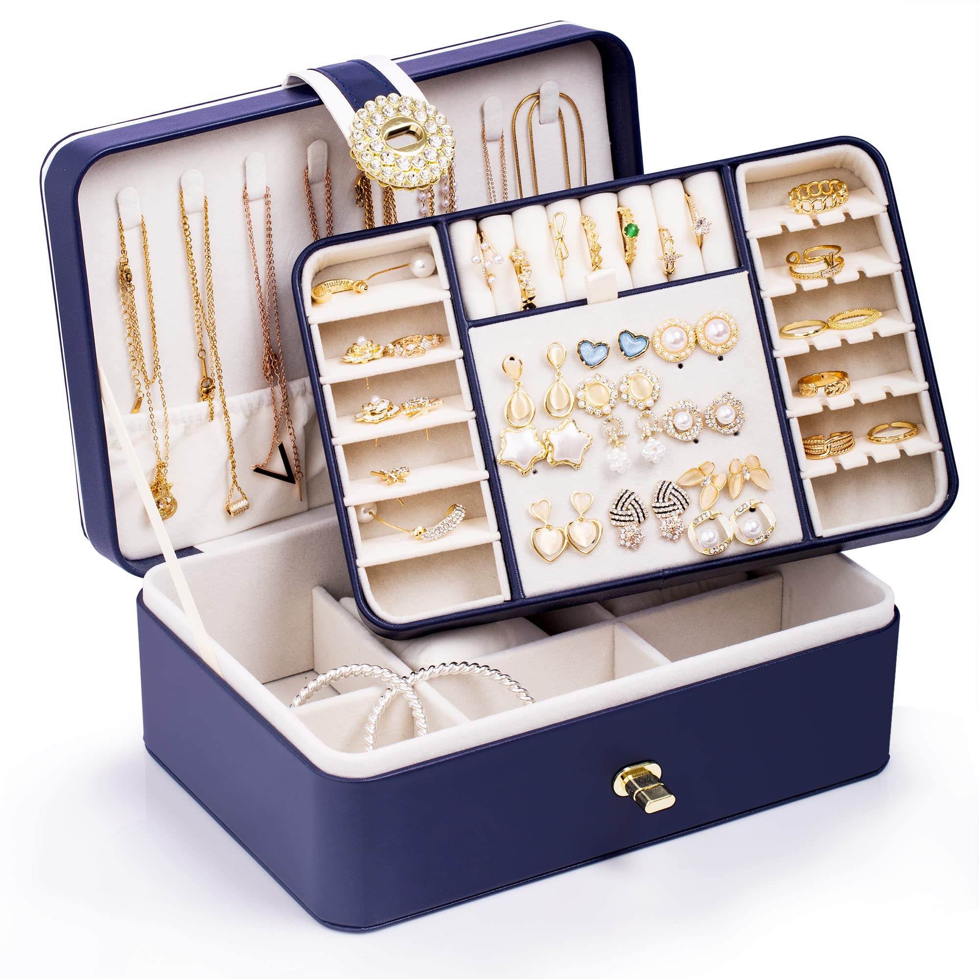 Jewelry Boxes Organizer Box Portable Earring Suitable For Girls Women Ladies Double Layer Storage Case Home Travel Navy Blue amMHl
Jewelry Boxes Organizer Box Portable Earring Suitable For Girls Women Ladies Double Layer Storage Case Home Travel Navy Blue amMHl