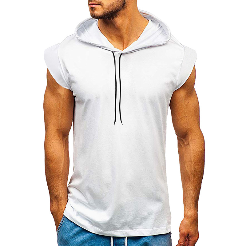 Men's Hoodies Sweatshirts Mens Hooded Tank Top Summer Sleeveless Tops Drawstring Men Clothing Casual Black White Vests Slim Fit Mens Hoodies 2208