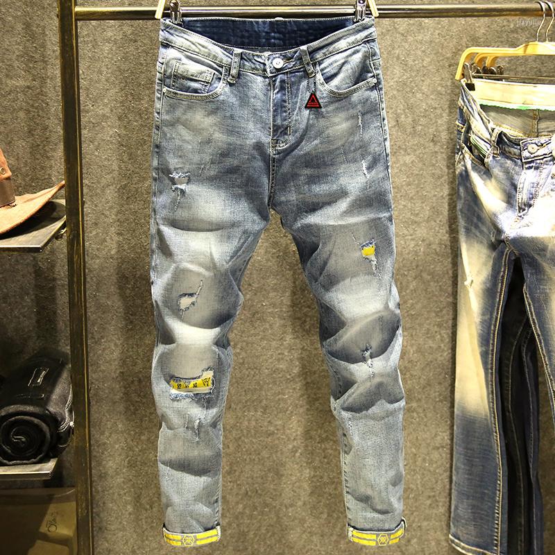 Men's Jeans Fashion Brand Light-Colored Men's Korean-Style Beggar Ripped Patch Slim Fit Skinny Pants Thin Stretch Casual Cropped, Light blue 3815
Men's Jeans Fashion Brand Light-Colored Men's Korean-Style Beggar Ripped Patch Slim Fit Skinny Pants Thin Stretch Casual Cropped, Light blue 3815