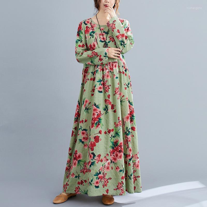 Casual Dresses Spring Autumn Women Floral Print Dress Multi Color O-Neck Long Sleeve Vintage Loose Beach Holiday, Green
Casual Dresses Spring Autumn Women Floral Print Dress Multi Color O-Neck Long Sleeve Vintage Loose Beach Holiday, Green