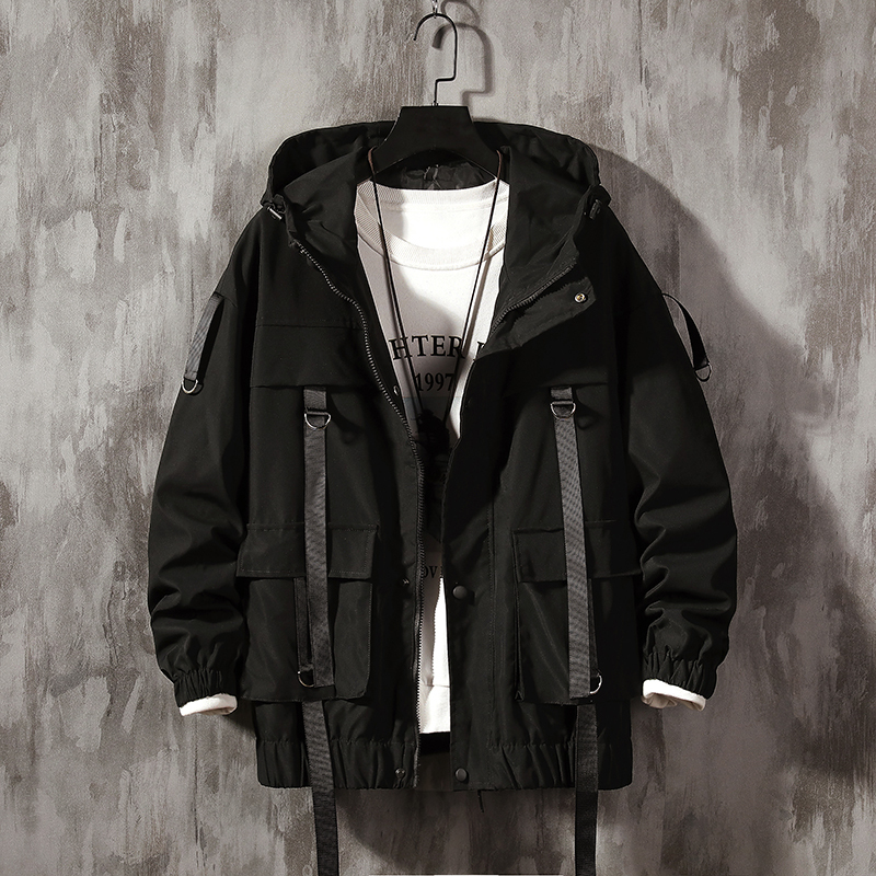 Men's Jackets Drop Streetwear Spring Man Safari Style Jacket Mens Harajuku Black Windbreaker Jackets Male Pockets Oversize Jacket 220826