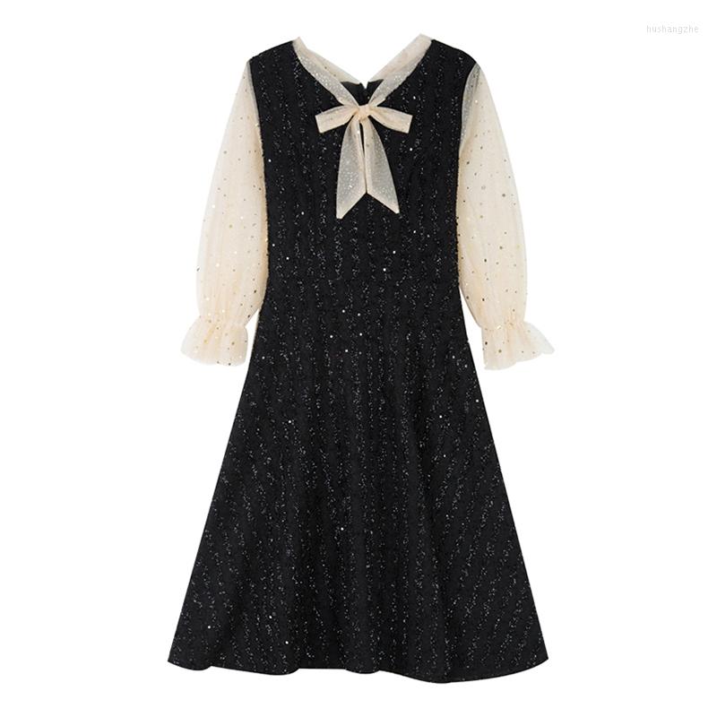 Casual Dresses VSUE Vintage Black Red Tweed Patchwork Sequined Mesh Dress Bow Collar Zipper Long Sleeve Midi Evening Party D2239
Casual Dresses VSUE Vintage Black Red Tweed Patchwork Sequined Mesh Dress Bow Collar Zipper Long Sleeve Midi Evening Party D2239