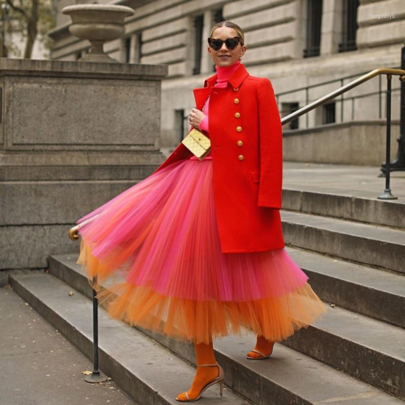 Skirts Chic 2 Mixed Colors Tulle Skirt High Waist Mid-Calf Tiered Colorful Women Fashion Maxi Saia Longa Faldas
Skirts Chic 2 Mixed Colors Tulle Skirt High Waist Mid-Calf Tiered Colorful Women Fashion Maxi Saia Longa Faldas