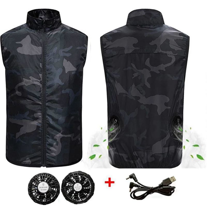 Men's Vests Men Summer Camouflage Air Conditioning Clothing Fan Cooling Vest USB Charging Cooling sport man vest Outdoor Cooling 220826