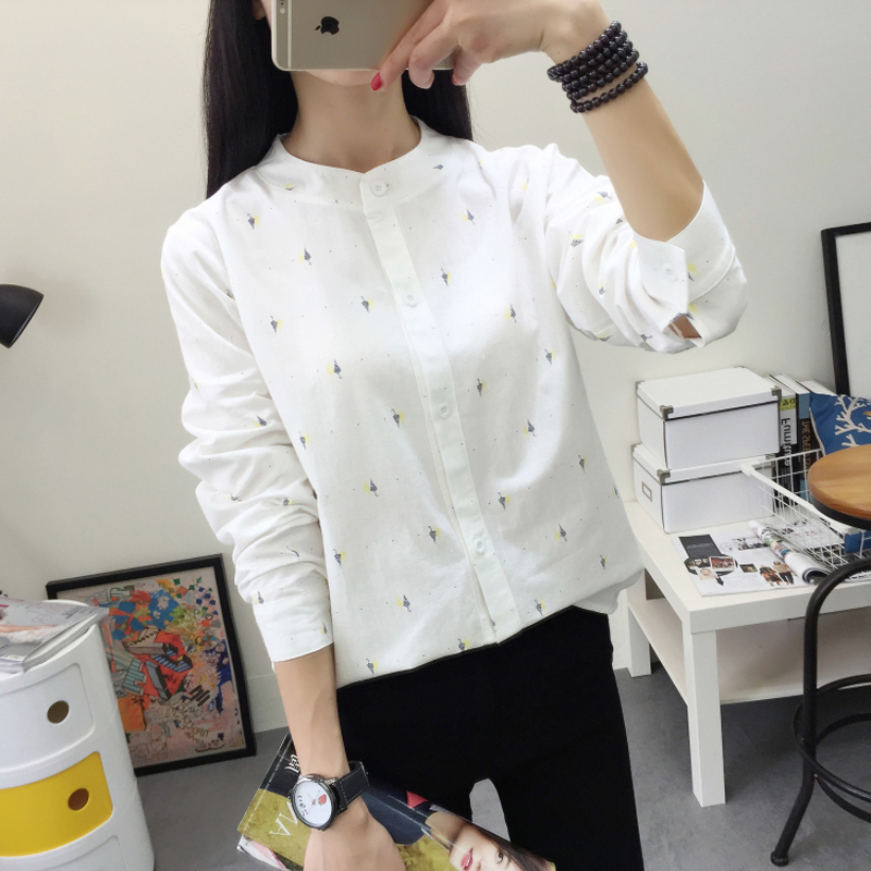 Women's Blouses Shirts Spring Summer Shirt Flower Print Long Sleeve Women Blouses Female Casual Shirts Students Fresh Chic Tunic Tops Blusas femi