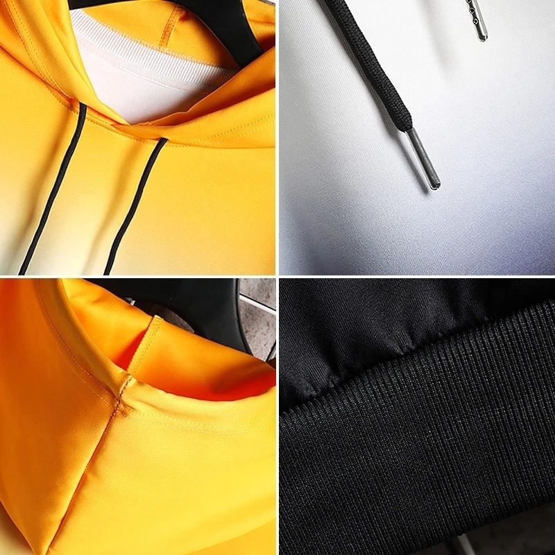 Men's Hoodies Sweatshirts Men Hoodies Harajuku Spring Men's Casual Sweatshirts Hip Hop Streetwear Male Hooded Pullover Tops Gradient Patchwo