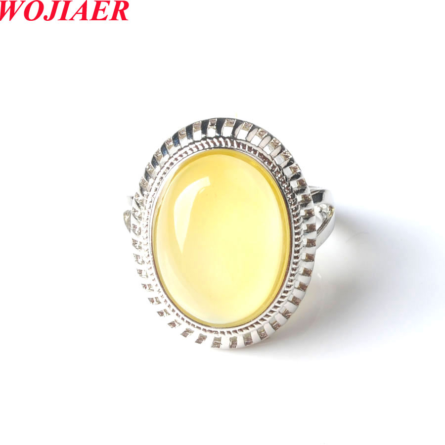WOJIAER Women Girl Finger Rings Oval Natural Stone Cabochon Mookaite Jasper Onyx Rhodochrosite Resizable Wedding Ring BZ911