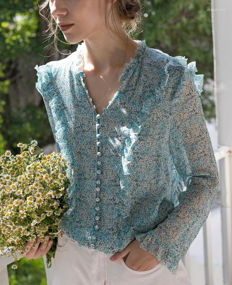 Women's Blouses Women's & Shirts Top Quality Women Fashion Silk Floral Print Long Sleeve Ruffle V Neck Blouse Shirt With Trim Button, Color as real pic
Women's Blouses Women's & Shirts Top Quality Women Fashion Silk Floral Print Long Sleeve Ruffle V Neck Blouse Shirt With Trim Button, Color as real pic