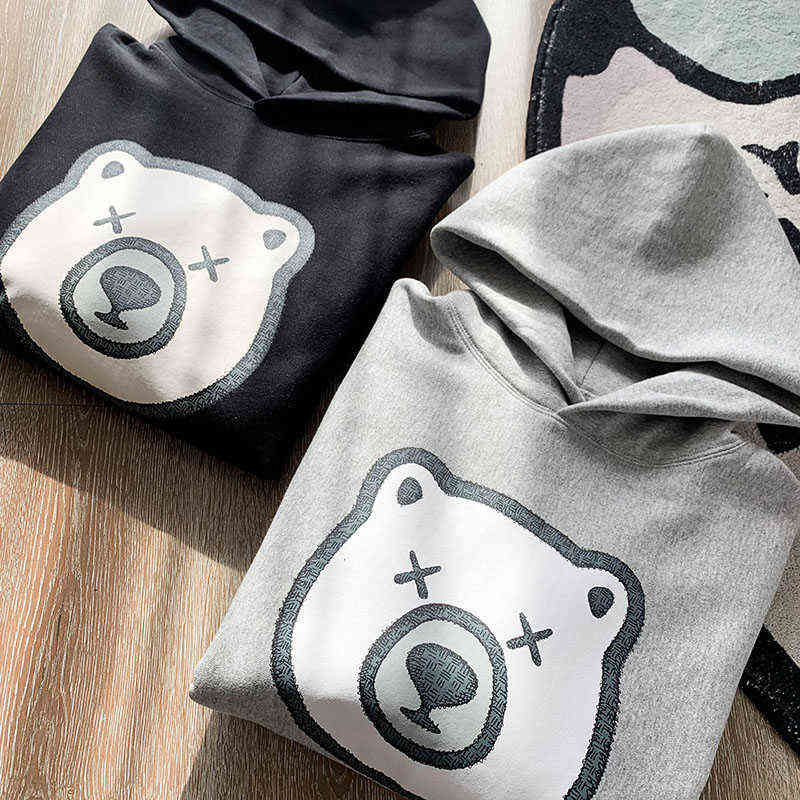 Men's Hoodies Sweatshirts Human Made Sweatshirt Men Women Polar Bear Print Plus Fleece Pullover HUMAN MADE Loose Couple Hoodie T220825