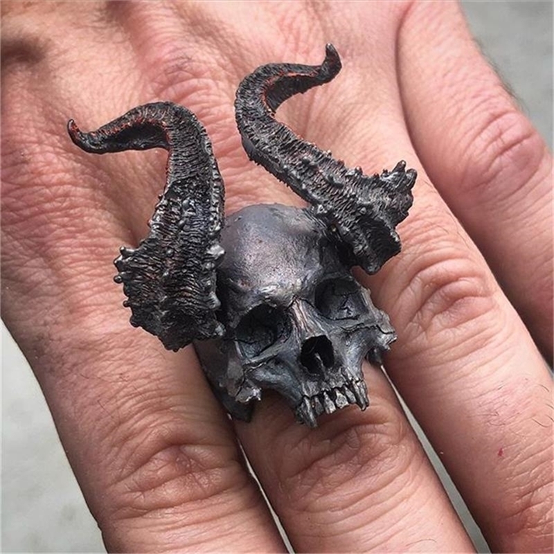 Wedding Rings EYHIMD Detail Black 316L Stainless Steel Skull Ring Horned Satan Devil Punk Bike 220826
Wedding Rings EYHIMD Detail Black 316L Stainless Steel Skull Ring Horned Satan Devil Punk Bike 220826