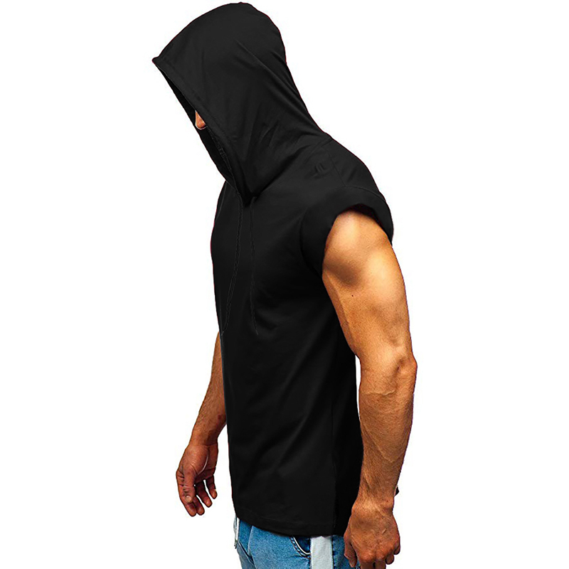Men's Hoodies Sweatshirts Mens Hooded Tank Top Summer Sleeveless Tops Drawstring Men Clothing Casual Black White Vests Slim Fit Mens Hoodies 2208