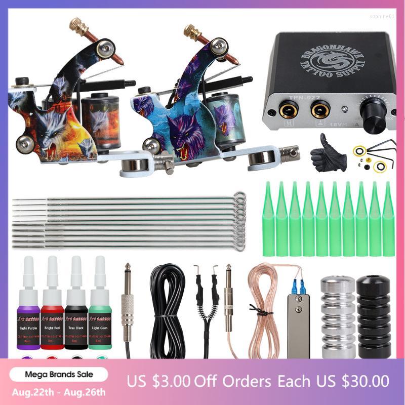 

Tattoo Guns Kits Complete Beginner Kit Mini Power Supply Grips Needles Tips Supplies With Long