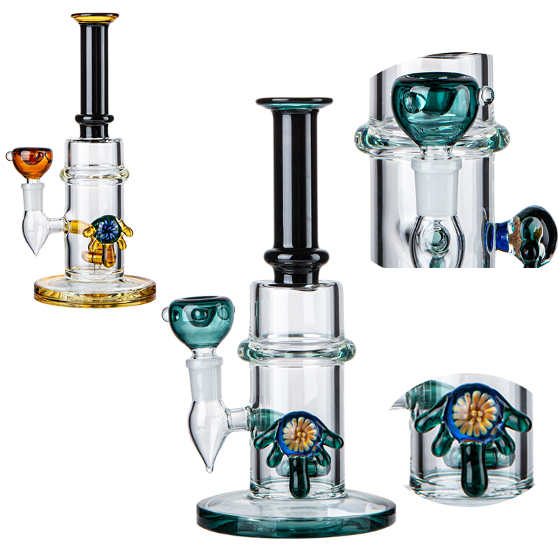 Ca 5th Popular Hookahs Unique Solid Heady Bongs Thick Pyrex Glass Dab Rigs Smoking Accessories Showerhead Perc Straight Tube 14mm Water Pipes With Heady Bowl