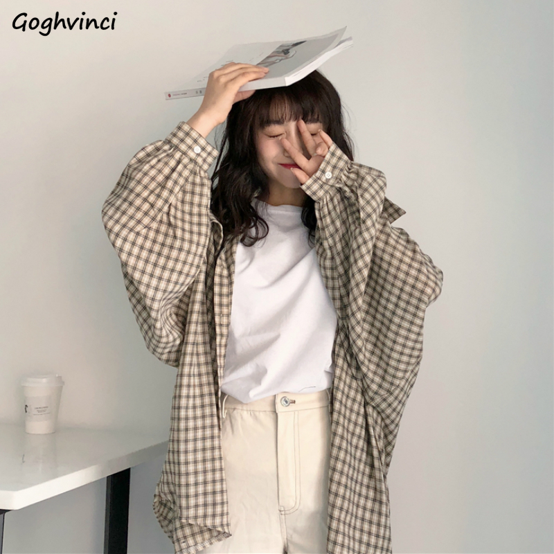 Women' Blouses Shirts Shirts Women Spring Long Sleeve Plaid Loose 2XL Students Allmatch Street Wear Korean Style Leisure Blouses Womens Tops Chic 220826, Khaki plaid
Women' Blouses Shirts Shirts Women Spring Long Sleeve Plaid Loose 2XL Students Allmatch Street Wear Korean Style Leisure Blouses Womens Tops Chic 220826, Khaki plaid