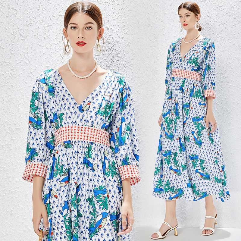 Casual Dresses Delicacy V Neck Lady Print Puff Sleeve Streetwear For Women Three Quarter Swing Dress WholesaleCasual, Blue
Casual Dresses Delicacy V Neck Lady Print Puff Sleeve Streetwear For Women Three Quarter Swing Dress WholesaleCasual, Blue