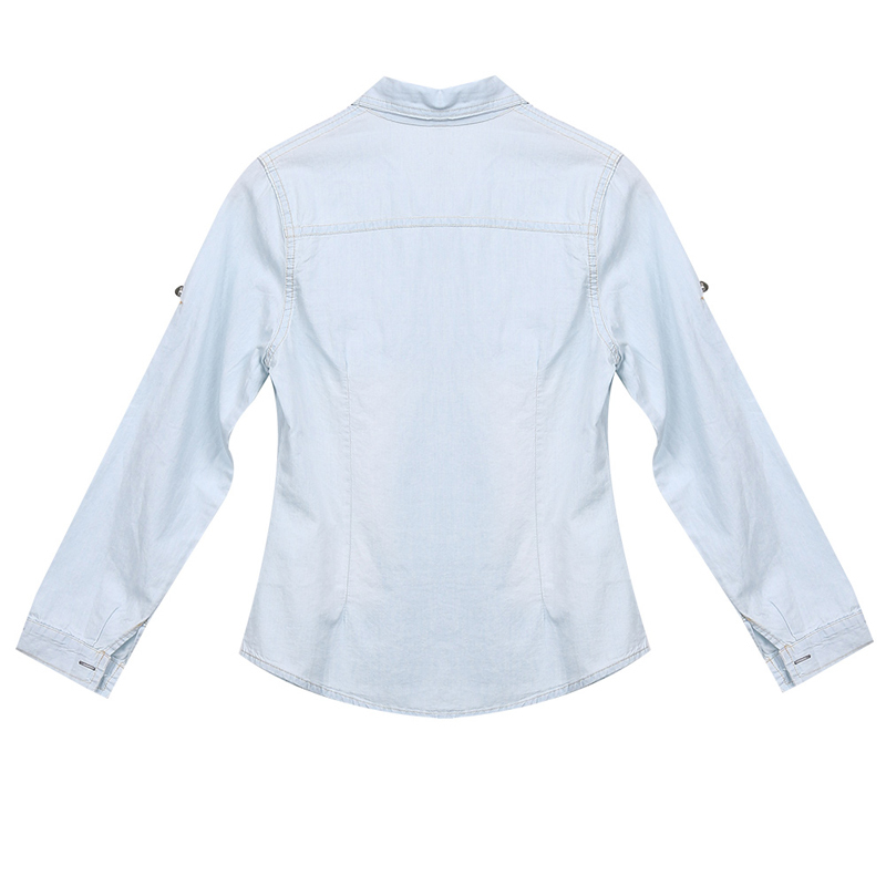 Women's Blouses Shirts Summer Fashion Women Casual Long sleeve tops Soft Jean Denim Long Sleeve Shirt Tops Blouse Jackets Femenino Camisas De Muj