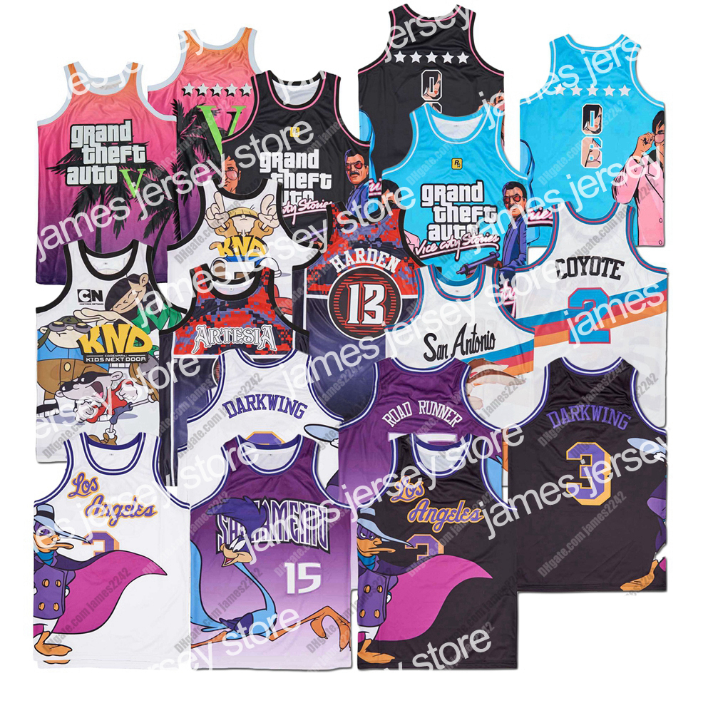College Basketball Wears Men Movie Game Grand Theft Auto V Basketball Jersey Road Runner Los Angeles Darkwing Duck James Harden Coyote Sewn Jerseys Top Quality, As shown
College Basketball Wears Men Movie Game Grand Theft Auto V Basketball Jersey Road Runner Los Angeles Darkwing Duck James Harden Coyote Sewn Jerseys Top Quality, As shown