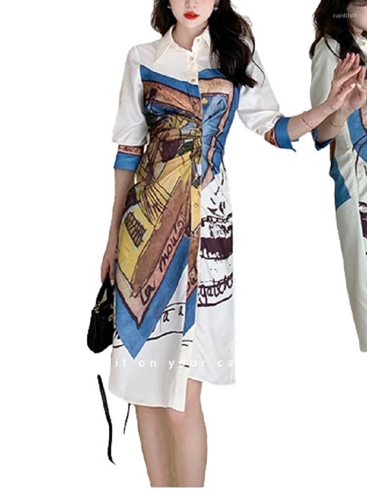 Casual Dresses U Elegant Stain Irregular Print Spliced Draped Pleated Single Breasted Asymmetrical Knee Long Dress Shirt Skirt D3120Casual, White
Casual Dresses U Elegant Stain Irregular Print Spliced Draped Pleated Single Breasted Asymmetrical Knee Long Dress Shirt Skirt D3120Casual, White