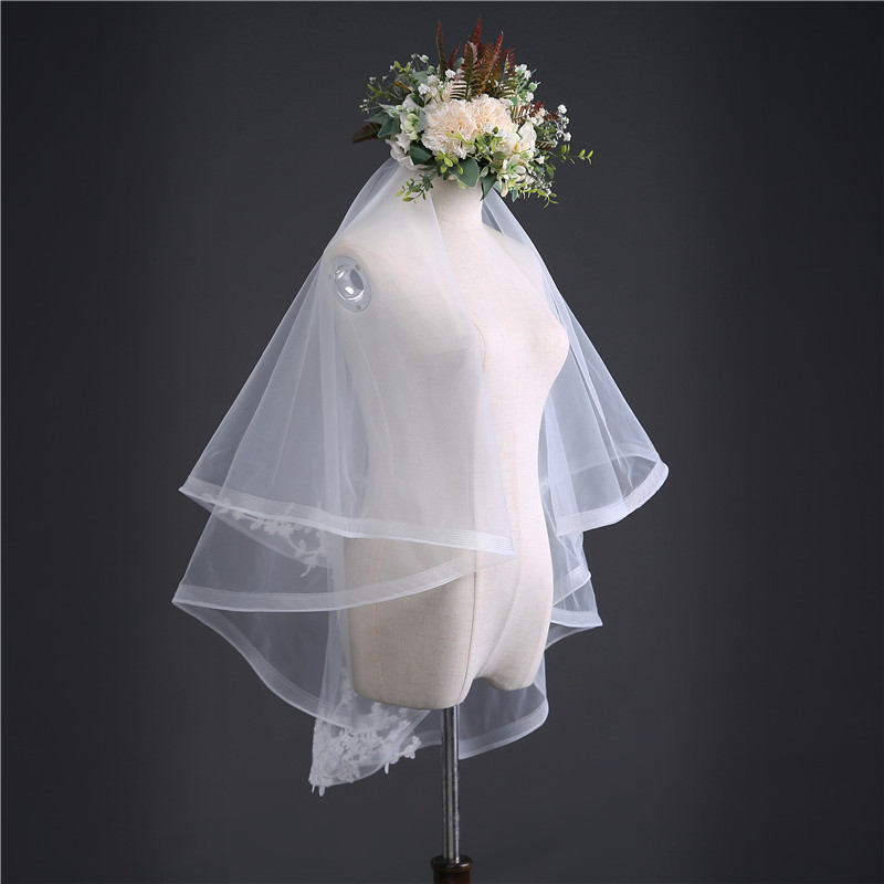 Designer Wedding Accessories Bridal Veils Fringed ribbon accessories P082602, White