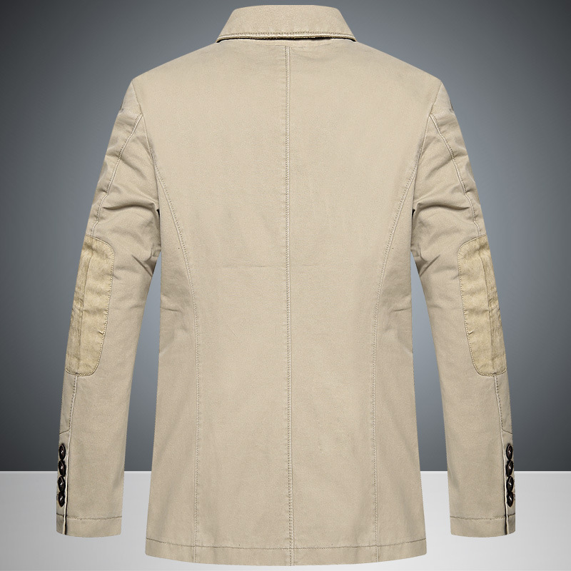 Men's Suits Blazers 100% Cotton Men Suit Jacket Buttons Pockets Khaki Green Black Casual Street Wear Spring Autumn Male Outwear Slim Man Blazer 2