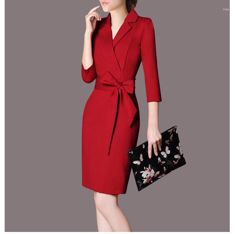 Casual Dresses Autumn Arrival Women' Fashion Office Lady Notched Collar Sashes Solid Slim Package Hip Clothing DressesCasual, Seven-quarter sleeve
Casual Dresses Autumn Arrival Women' Fashion Office Lady Notched Collar Sashes Solid Slim Package Hip Clothing DressesCasual, Seven-quarter sleeve