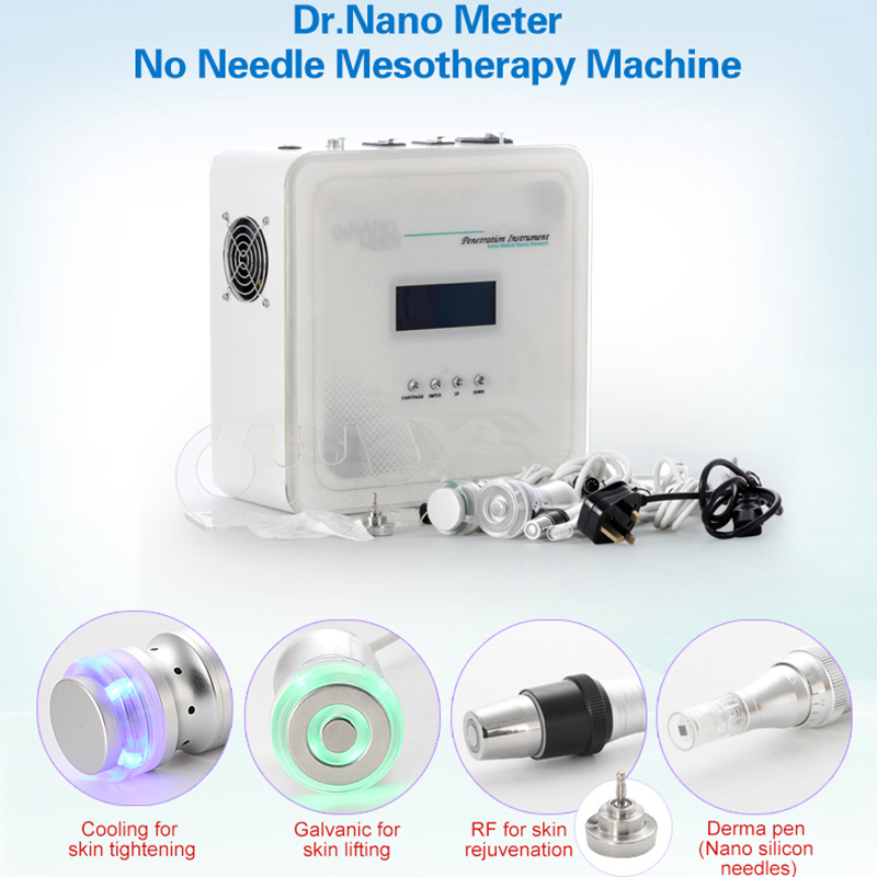 Mesotherapy Electroporation Microneedle Dermapen Anti Aging Facial Care RF Lifting Skin Rejuvenation Photon Blue Green LED Light Therapy Cold Hammer T