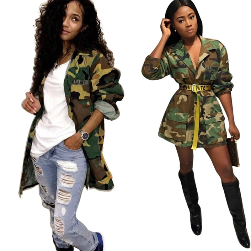 Women Dresses Plus Size S-3xl Camouflage Long Coat Casual Style Designer Dress Without Belt, Long camouflage
Women Dresses Plus Size S-3xl Camouflage Long Coat Casual Style Designer Dress Without Belt, Long camouflage
