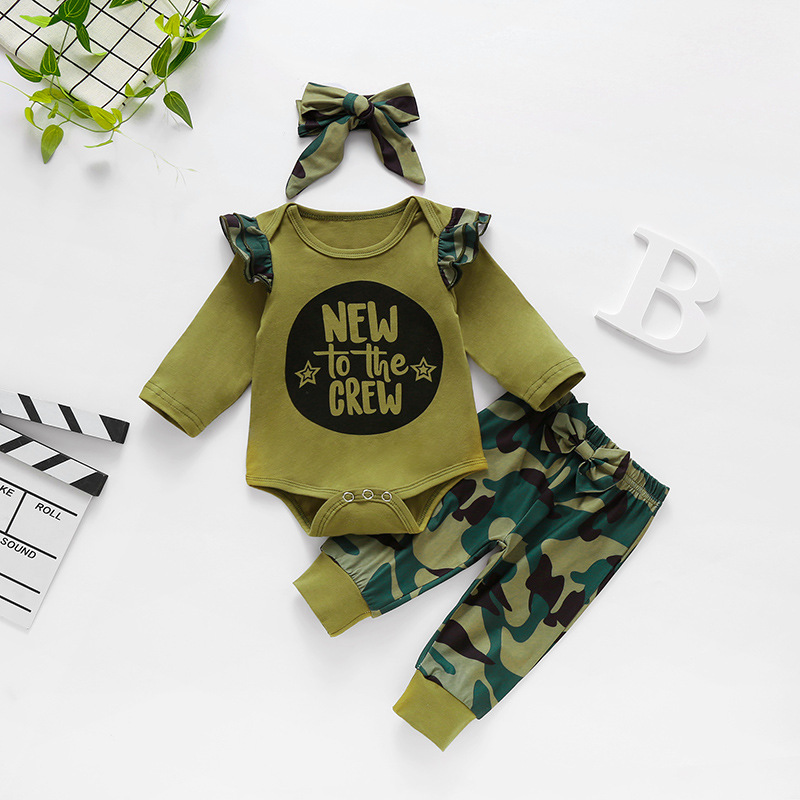 New Baby Camouflage Clothes Set Newborn Infant Girl Clothes Romper with Pants add Headband Outfits, As picture
New Baby Camouflage Clothes Set Newborn Infant Girl Clothes Romper with Pants add Headband Outfits, As picture