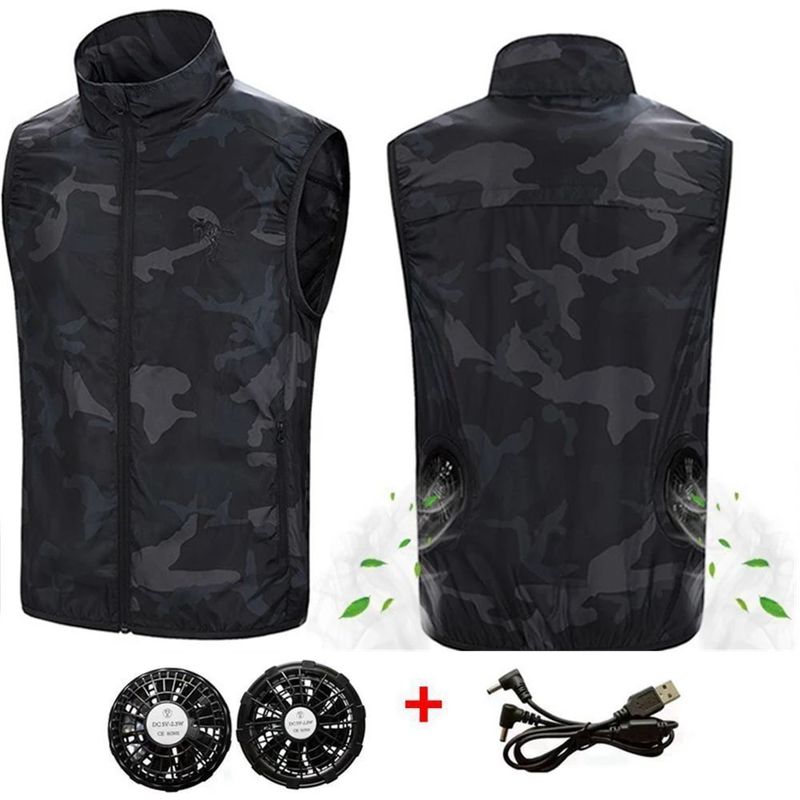 Men's Vests Men Summer Camouflage Air Conditioning Clothing Fan Cooling Vest USB Charging Cooling sport man vest Outdoor Cooling 220826