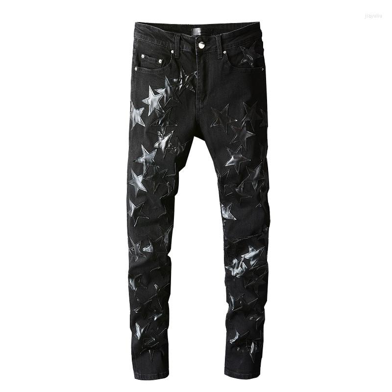 Men's Jeans Men's Fashion Hi Street Ripped Pants With Leather Patchwork Brand Designer Slim Fit Denim Trousers Streetwear Bottoms, Black
Men's Jeans Men's Fashion Hi Street Ripped Pants With Leather Patchwork Brand Designer Slim Fit Denim Trousers Streetwear Bottoms, Black
