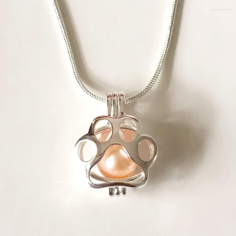 Pendant Necklaces Cute Print Pearl Mounting 925 Sterling Silver Locket Cage Can Open DIY Fashion Jewelry Charms FittingPendant NecklacesPend