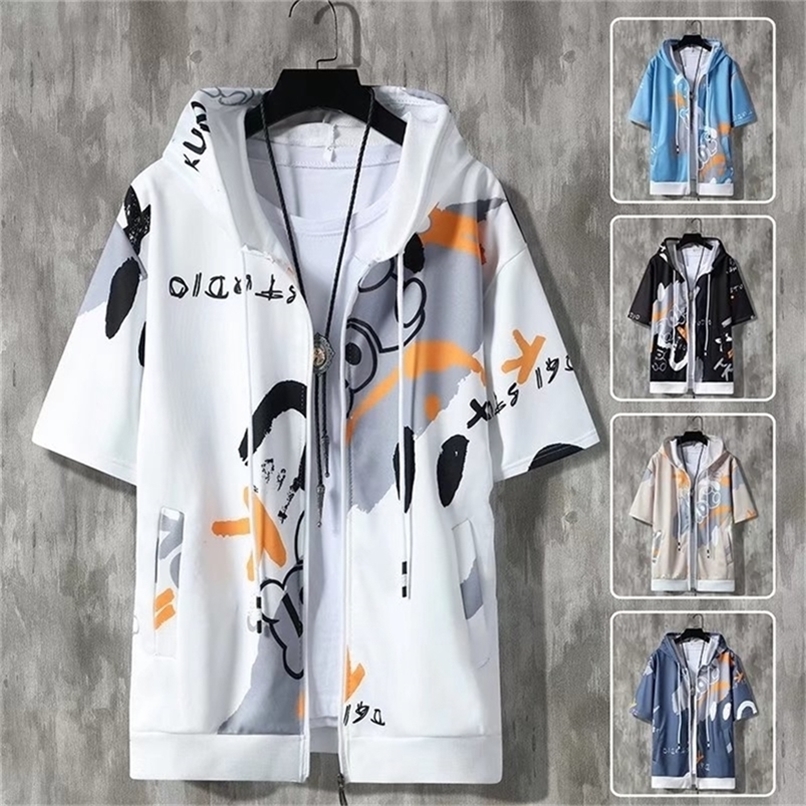 Men's Hoodies Sweatshirts Summer Men's Hoodies Korean Fashion Harajuku Streetwear Short Sleeve Hoodie Men Casual Men Clothing Hooded Zipper Sweatshirt Men 220826, Light blue
Men's Hoodies Sweatshirts Summer Men's Hoodies Korean Fashion Harajuku Streetwear Short Sleeve Hoodie Men Casual Men Clothing Hooded Zipper Sweatshirt Men 220826, Light blue