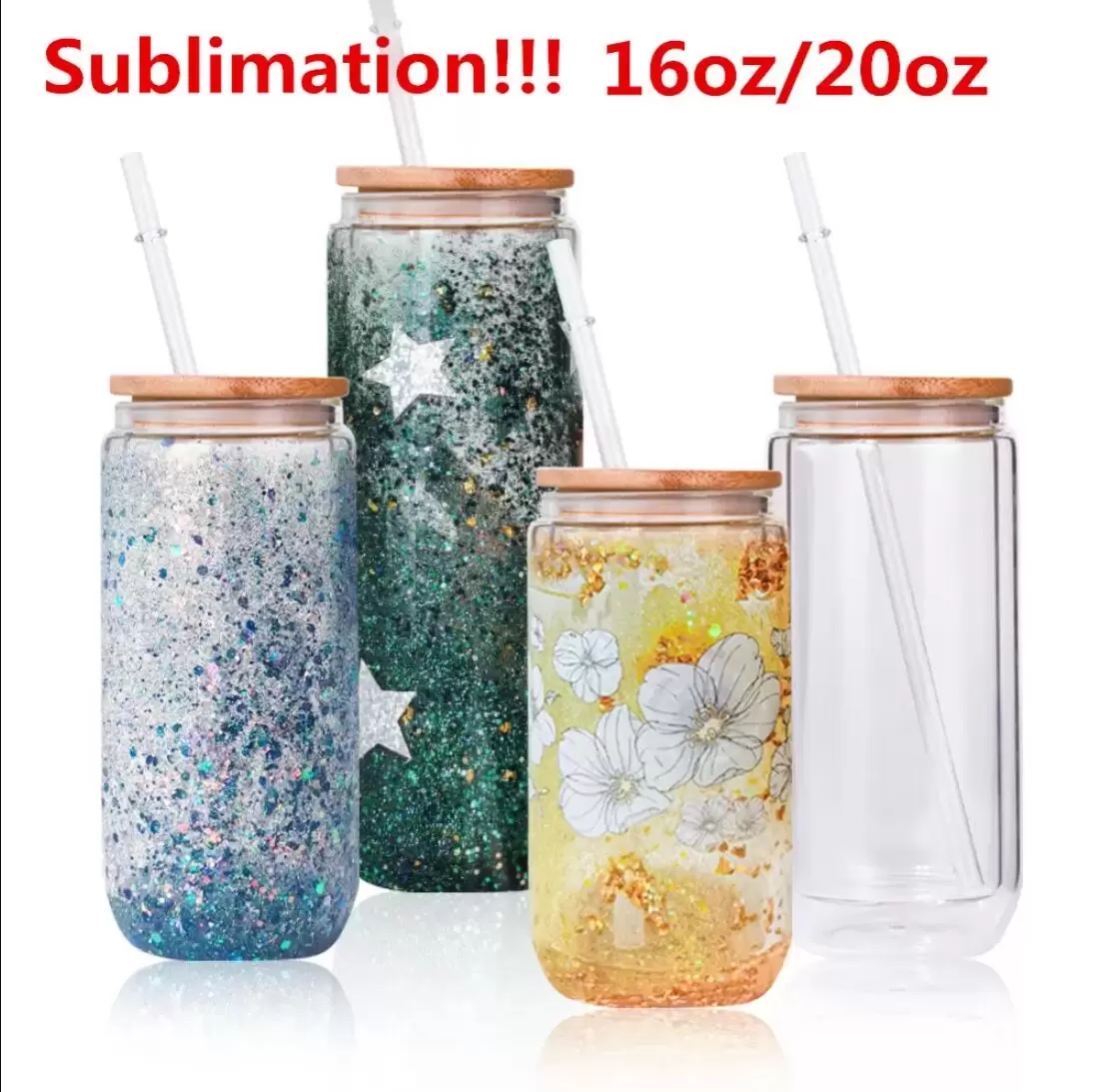 US STOCK Sublimation Blank Straight Glass Mugs 16oz/20oz Double Wall Pre-drilled Snow Globe Tumbler Coffee Juice Beer Wine Cups with Bamboo Lid, Double wall for snow globe
US STOCK Sublimation Blank Straight Glass Mugs 16oz/20oz Double Wall Pre-drilled Snow Globe Tumbler Coffee Juice Beer Wine Cups with Bamboo Lid, Double wall for snow globe