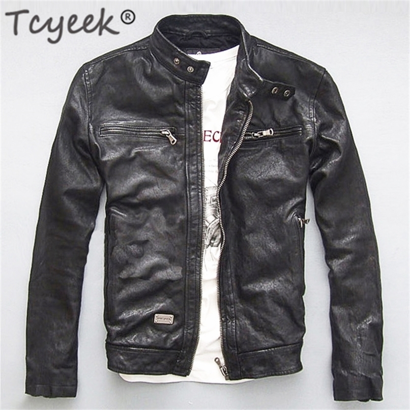 Men's Leather Faux Leather Tcyeek Men's Genuine Leather Jacket Men Real Sheep Goat Black Brown Male Bomber Motorcycle Jackets Spring Autumn Mens Clothes L1 220826
Men's Leather Faux Leather Tcyeek Men's Genuine Leather Jacket Men Real Sheep Goat Black Brown Male Bomber Motorcycle Jackets Spring Autumn Mens Clothes L1 220826