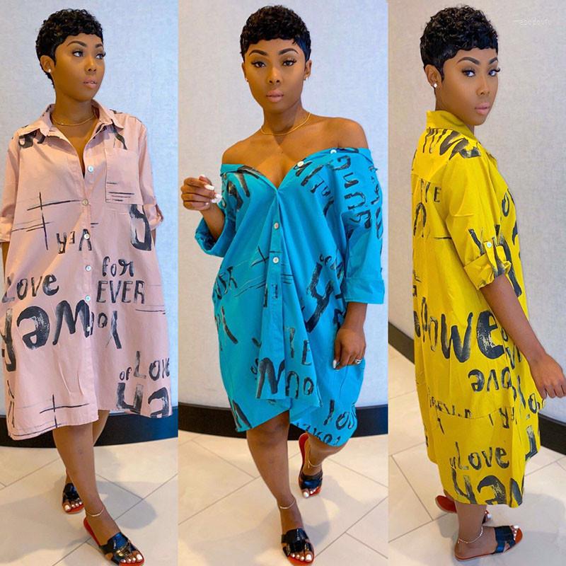 Casual Dresses Plus Size Letter Print Shirt Dress Women Turn-down Collar Single Breasted Summer Streetwear Loose Oversized, Blue
Casual Dresses Plus Size Letter Print Shirt Dress Women Turn-down Collar Single Breasted Summer Streetwear Loose Oversized, Blue
