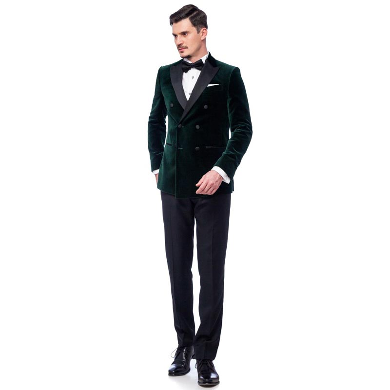 Mens Veet Suits Slim Fit Groomsmen Wedding Tuxedos Double Breasted Designer Peaked Lapel Blazers Formal Suit With Jacket And Pants