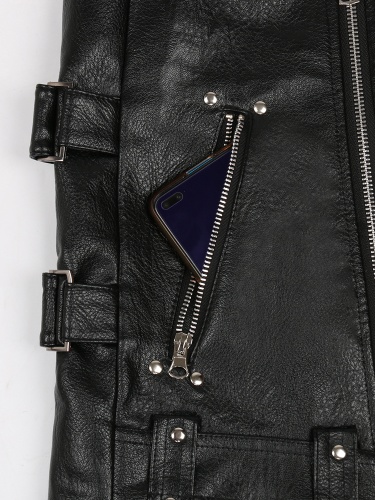 Men's Leather Faux Mauroicardi Autumn Black Motorcycle Vest Men Zipper Pockets Plus Size Biker Sleeveless Jacket 4xl 5xl 220826