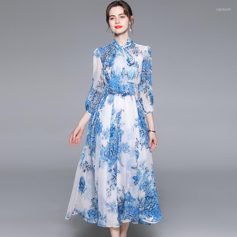 Casual Dresses Women Summer Elegant Blue Chiffon Dress Festa High Quality Long Party Robe Femme Vintage Bow Designer A-Line VestidosCasual
Casual Dresses Women Summer Elegant Blue Chiffon Dress Festa High Quality Long Party Robe Femme Vintage Bow Designer A-Line VestidosCasual