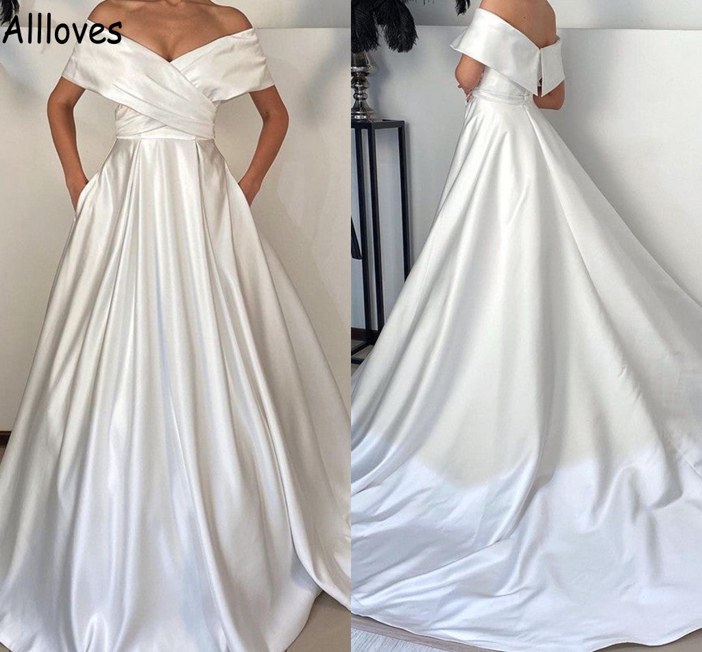 Plus Size Satin A Line Wedding Dresses Sexy Off Shoulder Arabic Aso Ebi Boho Garden Bridal Gowns Elegant Sweep Train Modest Brides Fashion Vestidos De Novia CL0986, Khaki
Plus Size Satin A Line Wedding Dresses Sexy Off Shoulder Arabic Aso Ebi Boho Garden Bridal Gowns Elegant Sweep Train Modest Brides Fashion Vestidos De Novia CL0986, Khaki