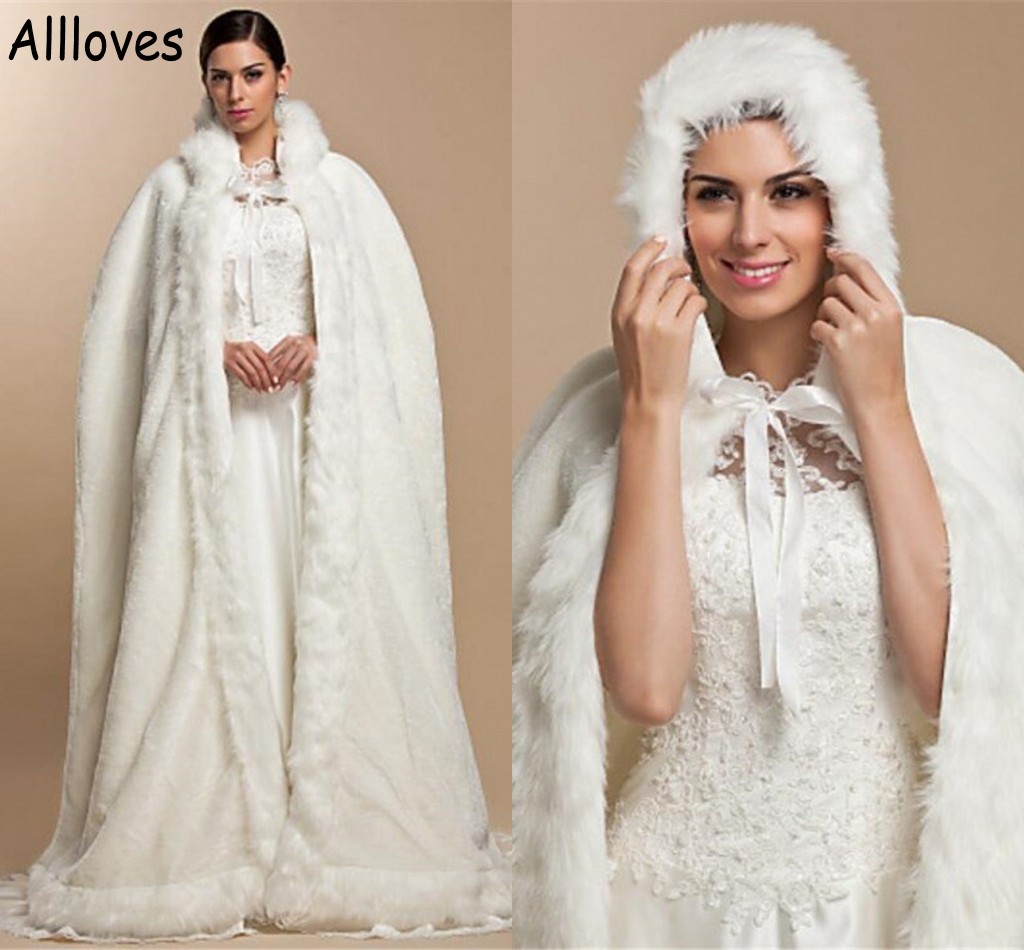 White Faux Fur Bridal Wraps Jackets Coat With Hat Wome Hoodie Cloak Cape For Winter Wedding Brides Accessoreis CL0989
White Faux Fur Bridal Wraps Jackets Coat With Hat Wome Hoodie Cloak Cape For Winter Wedding Brides Accessoreis CL0989