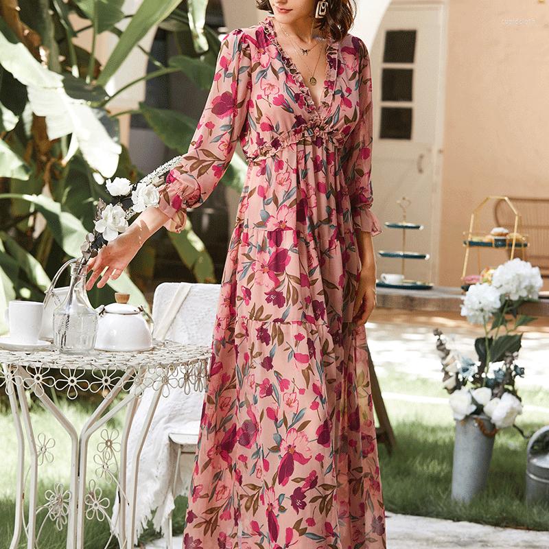 Casual Dresses Boho Floral Dress Autumn Retro Sweet V-neck Maxi Loose Ruffled Beach Holiday Mujer Robes Printing Long Vintage DressCasual, Red
Casual Dresses Boho Floral Dress Autumn Retro Sweet V-neck Maxi Loose Ruffled Beach Holiday Mujer Robes Printing Long Vintage DressCasual, Red