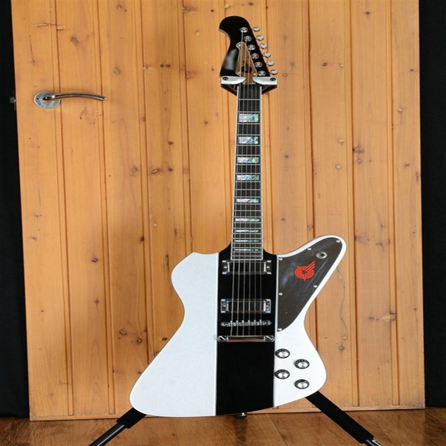 Paul Stanley Silver Thunderbird Silver Sparkle Electric Guitar Abalone Bloc280s