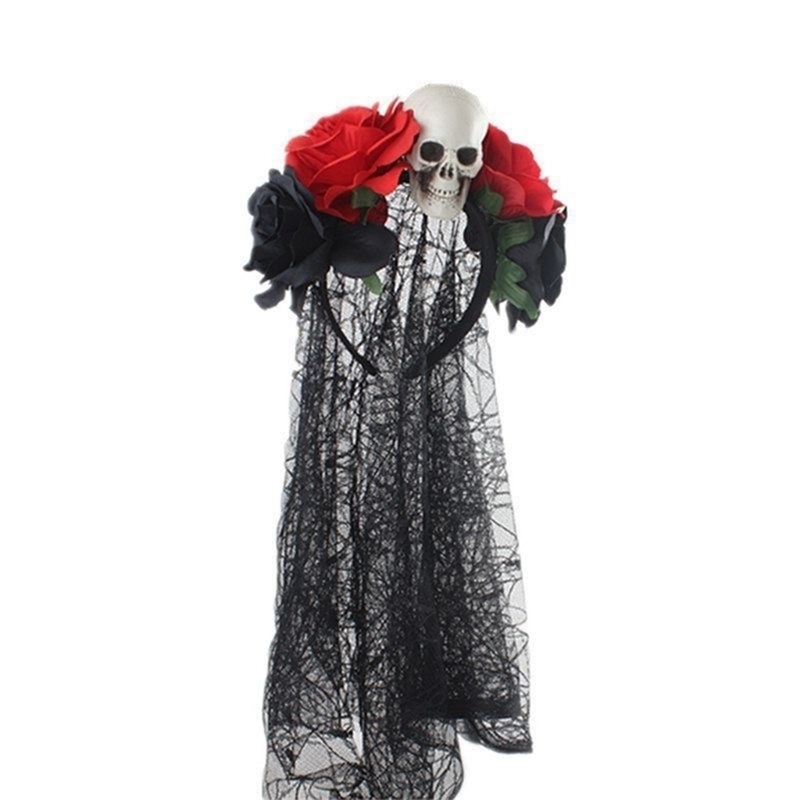 Hair Accessories Women Halloween Artificial Rose Flower Skull Face Headband with Black Lace Veil Mexican Day of The Dead Crown Cosplay Hoop a220826, Red
Hair Accessories Women Halloween Artificial Rose Flower Skull Face Headband with Black Lace Veil Mexican Day of The Dead Crown Cosplay Hoop a220826, Red